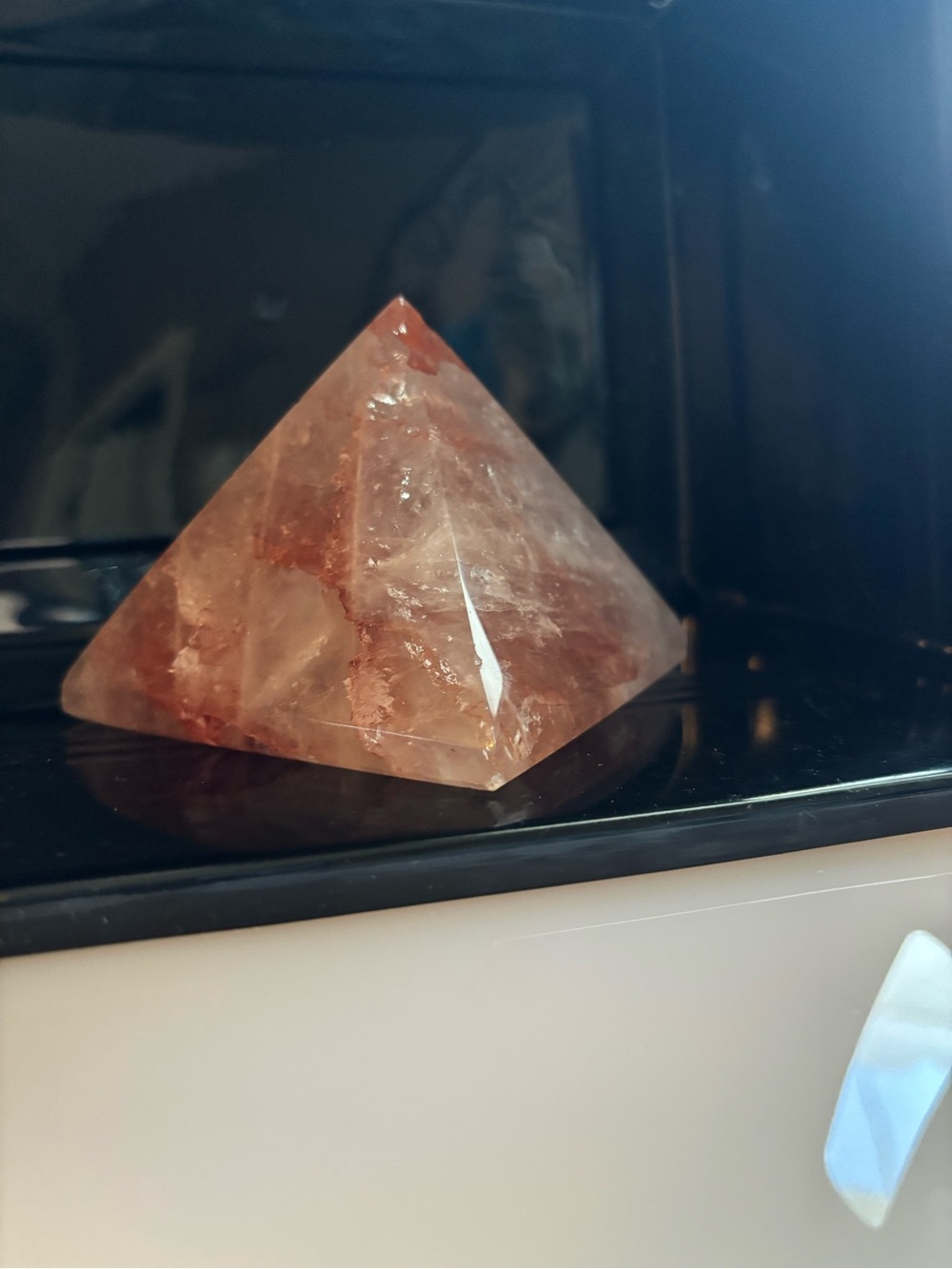 Polished Fire Quartz Pyramid - Blush Pink Crystal